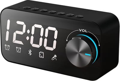Bluetooth Luidspreker - Muziekdoos Wekker - Draadloze Audio - RGB Licht Effecten - 12.5 x 6 x 4 cm - Zwart