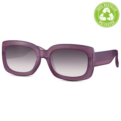 Eco-Line - Hip-Hop - Zonnebril - WHS-6159 - Dames - Recycled Polyester - Transparant Paars - Mat Zwart - 100% UV400 - Cat.3 - Incl: Etui & Poetsdoekje