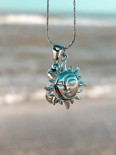 Laguna Treasures - Beach Pendant - ketting - zon&maan - zilver - box ketting - Halsketting - Sieraden - Zon - Maan