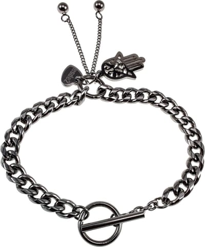 18cm Armband Dames - RVS - T-sluiting Armband - Cubaanse Schakelarmband met Hand van Fatima