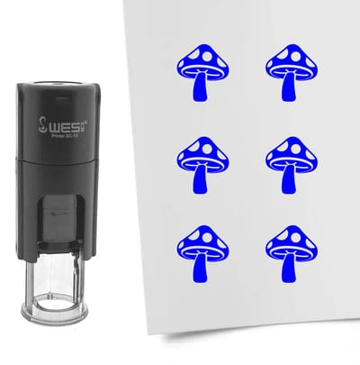 CombiCraft Stempel paddenstoel 10mm rond blauwe inkt - per 1 stuk