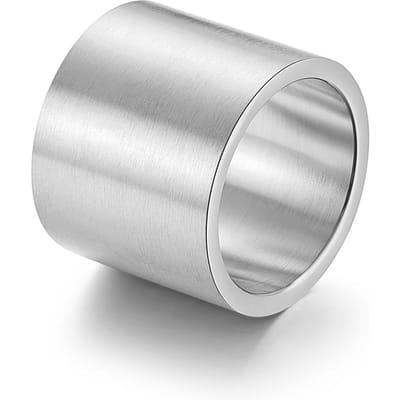Europees en Amerikaans Stijl Titanium Staal Geborsteld Grote Lichte Plaat Ring 11# white