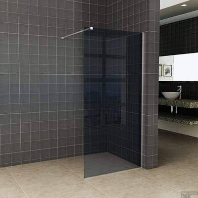 Wiesbaden Slim losse glaswand - 160x200cm - rookglas - 8mm - anti-kalk coating - zonder profiel en stabilisatiestang