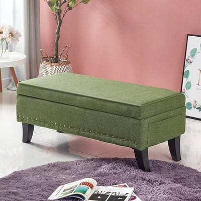 Opbergbank met Zitting en Opbergruimte - Royale Voetenbank Rechthoekig Groen 80x45cm