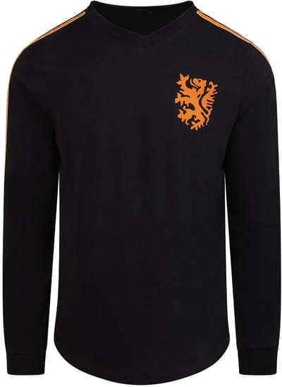 Cruyff - Nederland Retro Voetbalshirt WK 1974 + Nummer 14 (Lange Mouwen) - Zwart - M