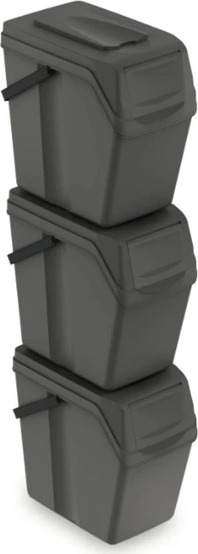 Afvalscheidingsbakken - 3x25L - grijs