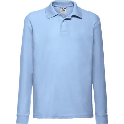 Fruit Of The Loom Kinder Polo Lange Mouwen 65/35 Piqué / Kinderpolo (Hemel Blauw)