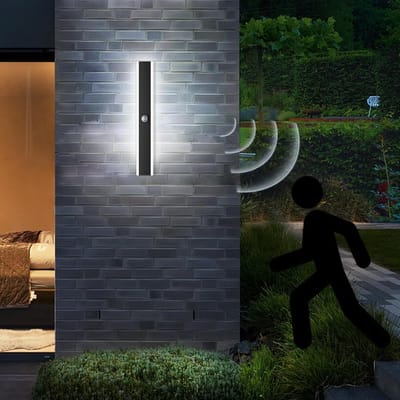 Lange LED Buitenwandlamp met IP65 Bewegingsmelder en Schemersensor