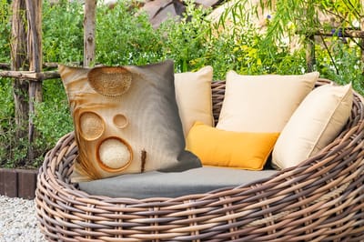 Sierkussen Buiten - Granen - Hout - Kom - Beige - 60x60 cm - Weerbestendig
