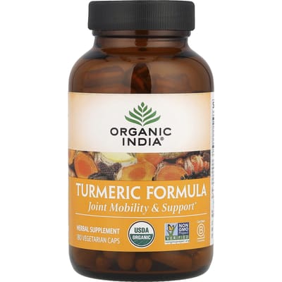 Organic India, Curcuma, Mobilité et soutien articulaires, 180 capsules végétariennes