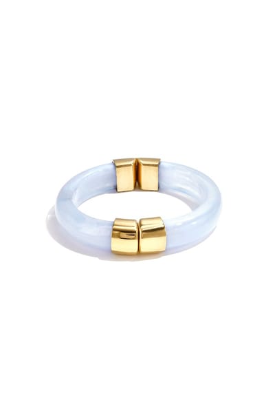 Goudlief.nl Chunky bangle met gouden details - Babyblauw - verkleurt niet - roestvrij staal