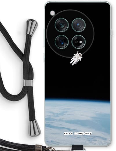 Case Company® - Hoesje met koord geschikt voor OnePlus 12r hoesje met Koord - Alone in Space - Telefoonhoesje met Zwart Koord - Bescherming aan alle Kanten en Over de Schermrand