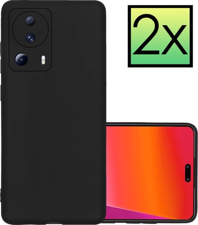 Hoesje - 2 Stuks - Geschikt voor Xiaomi 13 Lite - Sterk & Shockproof - Case Siliconen - Back Cover - Telefoon Hoes - Zwart