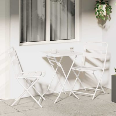 vidaXL - Tuin - Bistro - Set - 3 - st - Wit - Staal