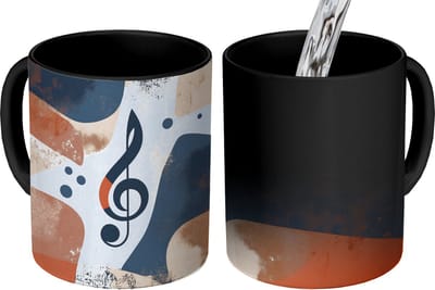 Magische Mok - Foto op Warmte Mokken - Koffiemok - Sleutel - G - Abstract - Beige - Magic Mok - Beker - 350 ML - Theemok
