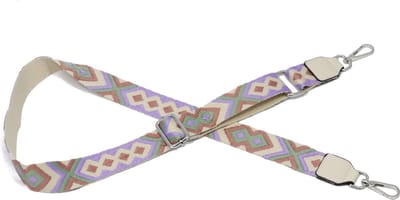 STUDIO Ivana - smalle schouderband voor tas - lila/groen/bruin - tashengsel met print - stevig katoen - verstelbaar - SIT0337 - 3,8 cm breed - 135 cm lang
