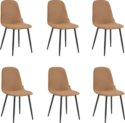 Colenis® - Milou Eetkamerstoelen - Set Van 6 - Bruin - Linnen Stof - Industrieel - Stoelen