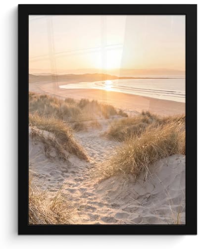 Poster in lijst - Fotolijst 30x40 cm - Posters - Duinen - Strand - Zee - Posterlijst zwart - Decoratie - Wanddecoratie woonkamer - Muurdecoratie slaapkamer