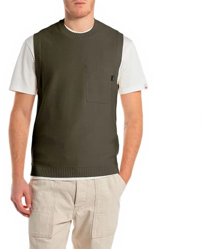 Replay Uk4864.000.g21280g Gebreid Vest Groen S Man
