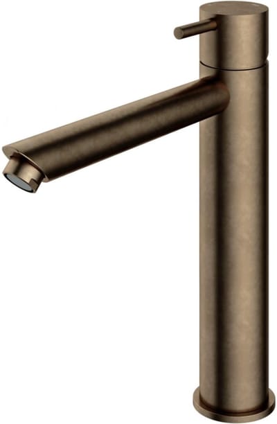 Hotbath Cobber - Wastafelmengkraan - zonder Waste - Laag - Bruin - Opbouw - Messing - V03
