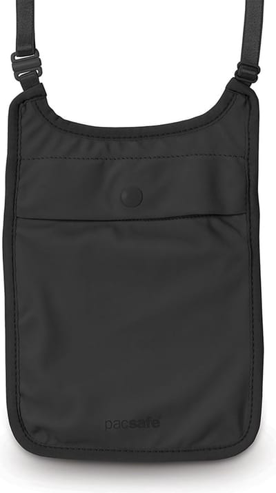 Pacsafe Geheim Nektasje-zakje - 17.5 x 11 x 0.3 cm - Waterafstotend - Wasbaar - Zwart