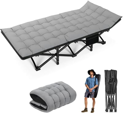 NAVOBIZ Opvouwbaar kampeerbed - Veldbed - Opvouwbaar bed - Stalen frame - Waterafstotende bovenlaag - Verhoogde ligpositie - Grijs