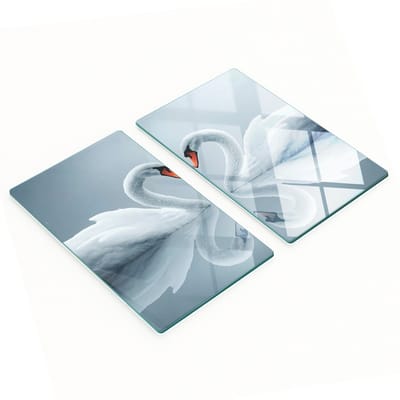 Multifunctionele decoratieve glazen borden met zwanenprint 2x30x52 cm