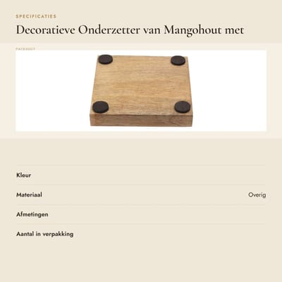 Dailygoods- Onderzetter Antislip - Mangohout - Gegraveerd - Bloem van het Leven - 10 x 10 cm - Stijlvol Woonaccessoire - Onderlegger
