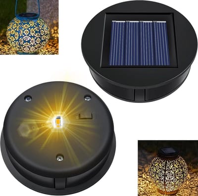 Zonnepaneel Vervanging - Solar Lamp Deksel - Tuinverlichting Reparatie - Waterdicht IP65 - 8cm Diameter - Zwart