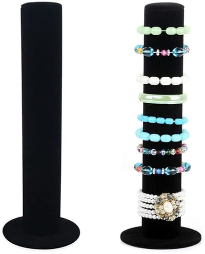 Dailygoody - verticale armbandhouder - fluwelen sieradenstandaard - zwart - voor haarbanden en armbanden - 2 stuks voor thuis en winkel