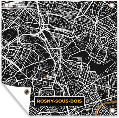 Tuin poster Rosny-sous-Bois - Kaart - Stadskaart - Frankrijk - Plattegrond - 200x200 cm - Tuindoek