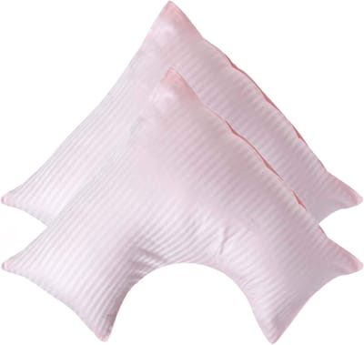 Homescapes Satijn Streep Katoen V-Kussensloop – Set van 2 - Roze - 100% Egyptisch Katoen - 330TC - 38 x 76 cm