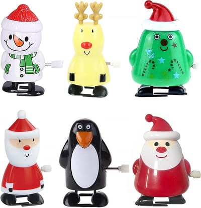 Set van 6 Kerst Winding Speelgoed, Beweegbare Speelgoed, Leuke Cadeaus voor Baby's en Kinderen met Pinguïn, Rendier, Kerstboom en Sneeuwman