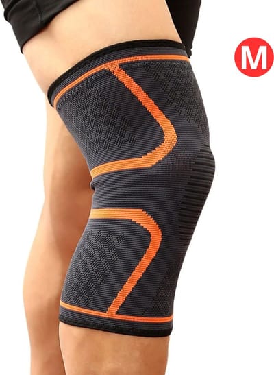 Livano Sportbrace Knie - Kniebrace - Knee Sleeves Powerlifting - Knee Support - Compressie Knie Brace - Knee Wraps - Dames - Heren - Oranje - Maat M