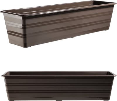 KADAX Bloembak 60 cm bruin kunststof balkonpot, weerbestendige plantenbak, bloempot, leuningbak voor bloemen, kruiden