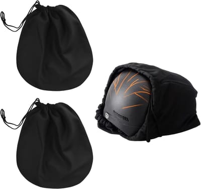 2x Zwarte Helm Tas met Trekkoord - Opbergzak voor Motor-, Ski- & Fietshelm, Sportballen (47x43 cm)