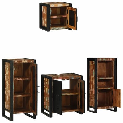 vidaXL - Badkamermeubel - Set - 4 - st - Veelkleurig - en - Zwart - 40 - x - 35 - x - 90 - cm