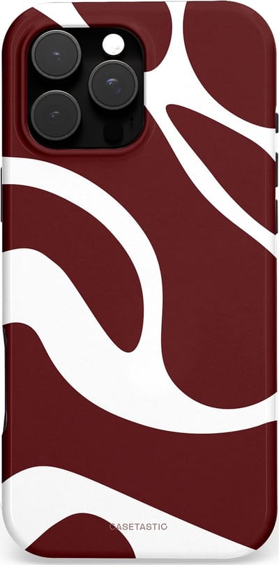 Casetastic Hoesje Geschikt voor Apple iPhone 16 Pro Max Magsafe - Stijlvolle Beschermende Duo-layer Case - Bordeaux Swirl