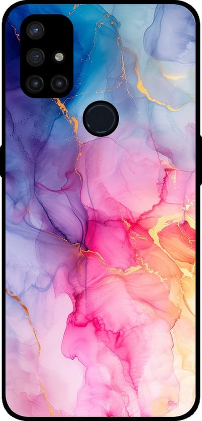 Smartphonica Telefoonhoesje Geschikt voor OnePlus Nord N10 5G met marmer opdruk - TPU backcover case marble design - Regenboog geschikt voor OnePlus Nord N10 5G