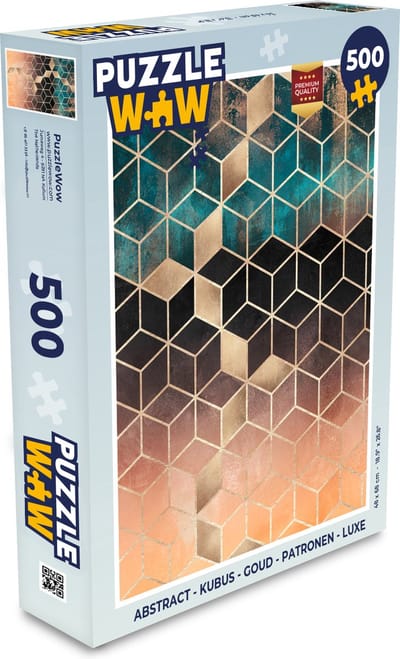 Puzzel Abstract - Kubus - Goud - Patronen - Luxe - Legpuzzel - Puzzel 500 stukjes