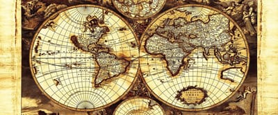 Fotobehang World Map Vintage | PANORAMIC - 250cm x 104cm | 130g/m2 Vlies