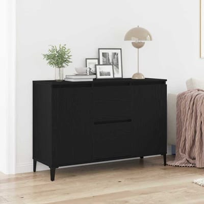 vidaXL - Dressoir - Zwart - Eiken - 104 - x - 35 - x - 70 - cm - Bewerkt - hout