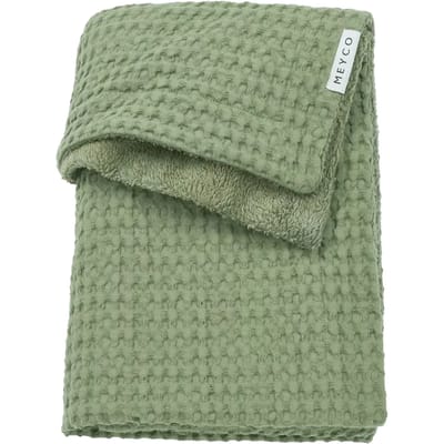 Meyco Baby Wafel Teddy wiegdeken - olive green - 75x100cm - 2.0 TOG