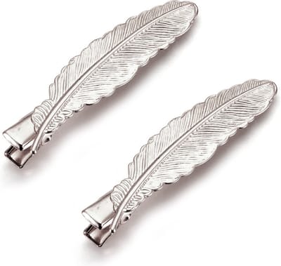 Kleine metalen haarclipjes met zilverkleurige veer en aligatorclip 55mm
