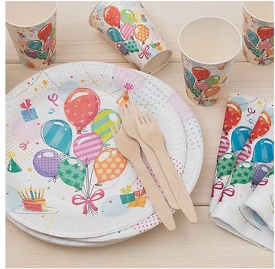 20 x Servetten 3-laags 1/4 vouw 33 cm x 33 cm "Feest" Eco label Verjaardag feest Wegwerp Feestartikelen