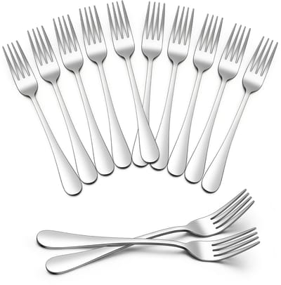 Dailygoods- Tafelvorken 20 cm - 12 Stuks - Roestvrij Staal - Elegant Design - Vaatwasmachinebestendig - Gladde Randen - Eetvorken