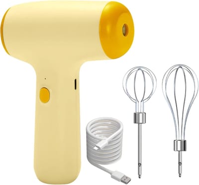 Elektrische Mixer - Handmixer Keuken - Snel Bakken - Compact Draadloos - 11x7x16.5cm - Beige