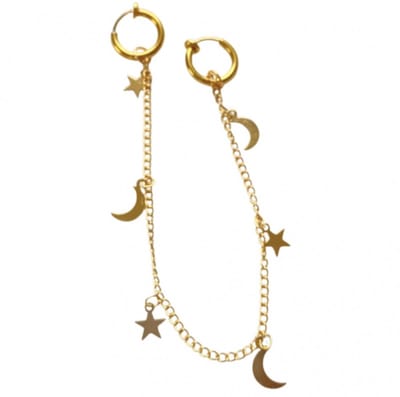 Helix oorhanger - maan ster - goudkleur - 1 stuks- geen gaatje - Charme Bijoux
