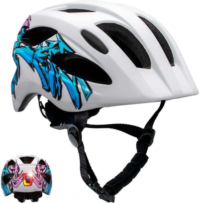 Fietshelm kinderen 6-12 jaar| Blauwe Graffiti| Crazy Safety| EN1078 Certificatie