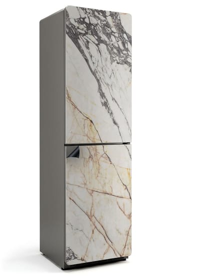 Wallfluent Magnetische Koelkastmat - Elegant marmerpatroon Koelkast Magneet Sticker - 60 cm x 205 cm - Beige Magnetische Koelkastmat - Koelkast Magneet Decoratie - Decoratieve Koelkast Cover Sticker Magneet - Verwijderbare Koelkast Decoratie